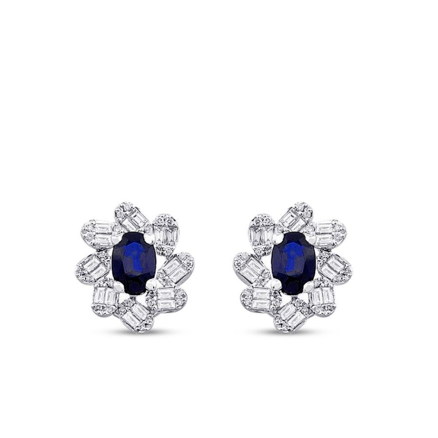 1.79 Carat Diamond Baguette Sapphire Earrings