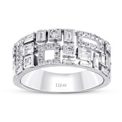 0,58 Karat Diamant Baguette Halb-Ewigkeitsring