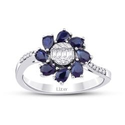 1.26 Carat Diamond Sapphire Ring
