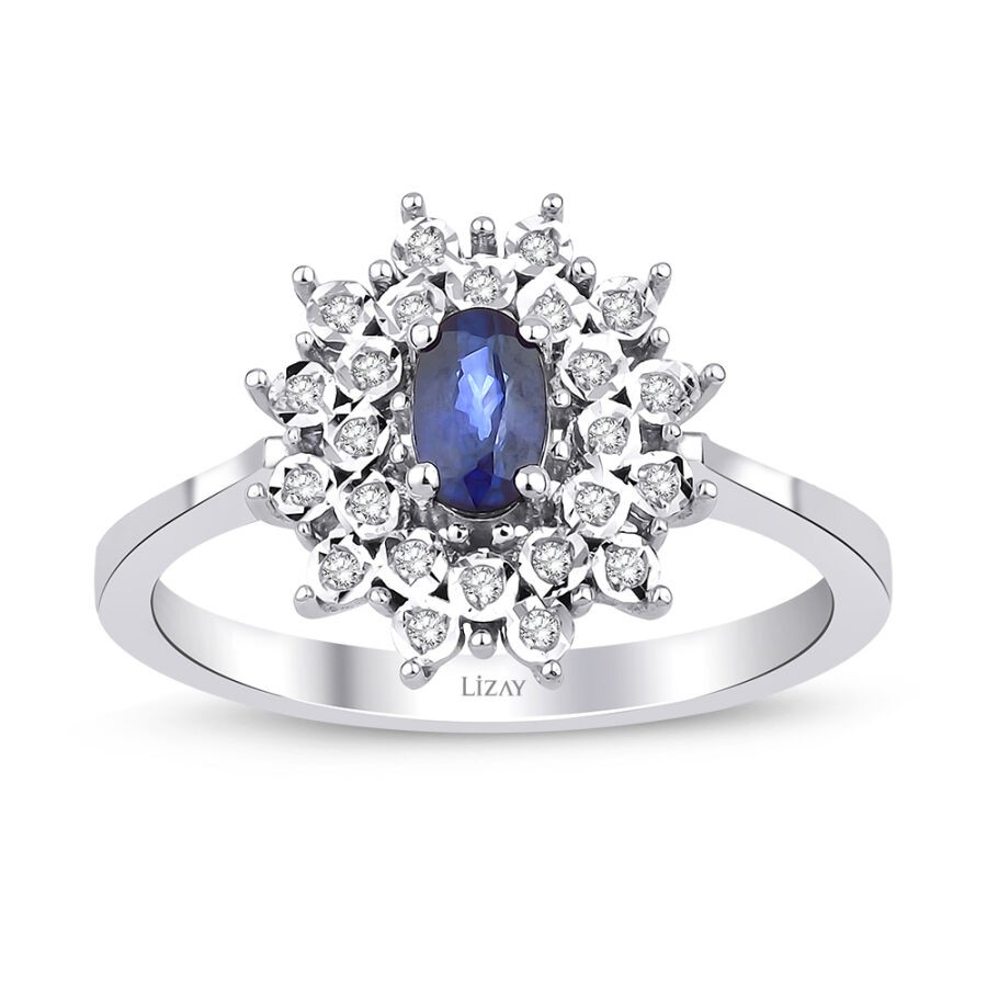 0.57 Carat Diamond Sapphire Ring