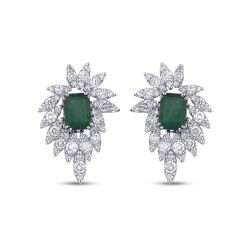 5.60 Carat Diamond Emerald Earrings