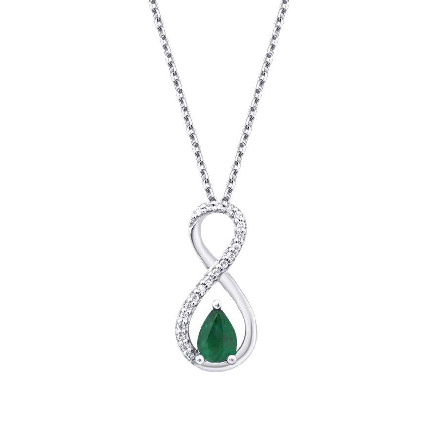 0.37 Carat Diamond Emerald Necklace