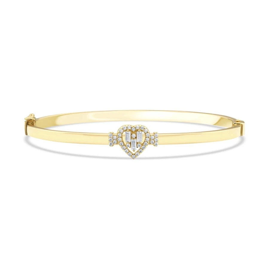 Gold Heart Baguette Bangle