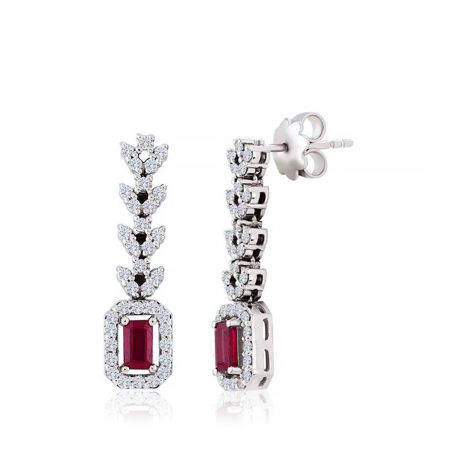 1.63 Carat Diamond Ruby Earrings