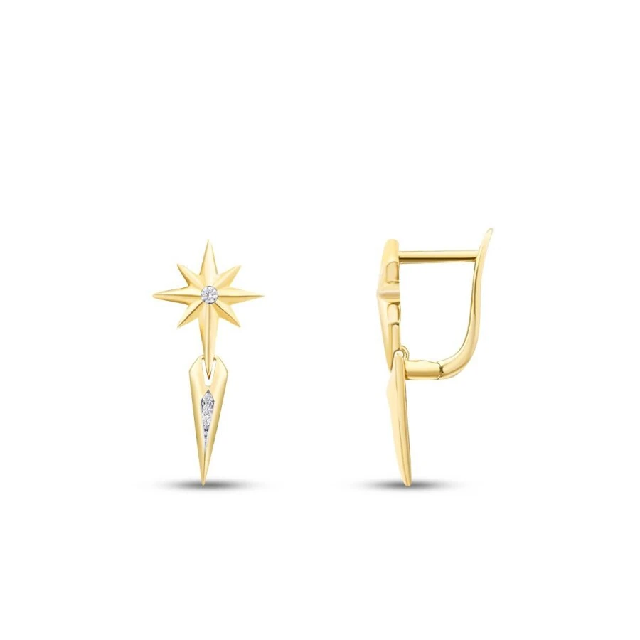 Gold North Star Earrings
