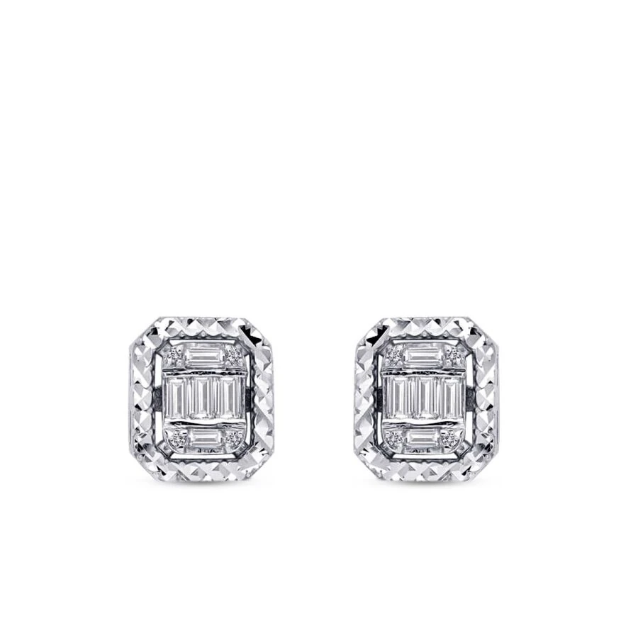 0.17 Carat Diamond Baguette Earrings