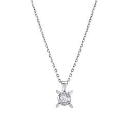0.08 Carat Diamond Baguette Solitaire Necklace
