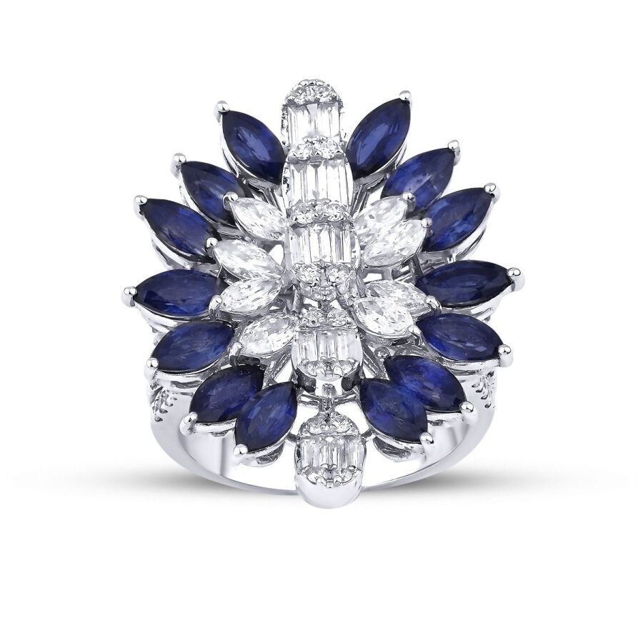 5.21 Carat Diamond Sapphire Ring