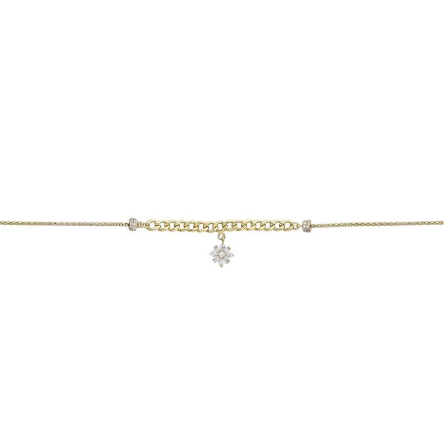 Gold Baguette Flower Anklet