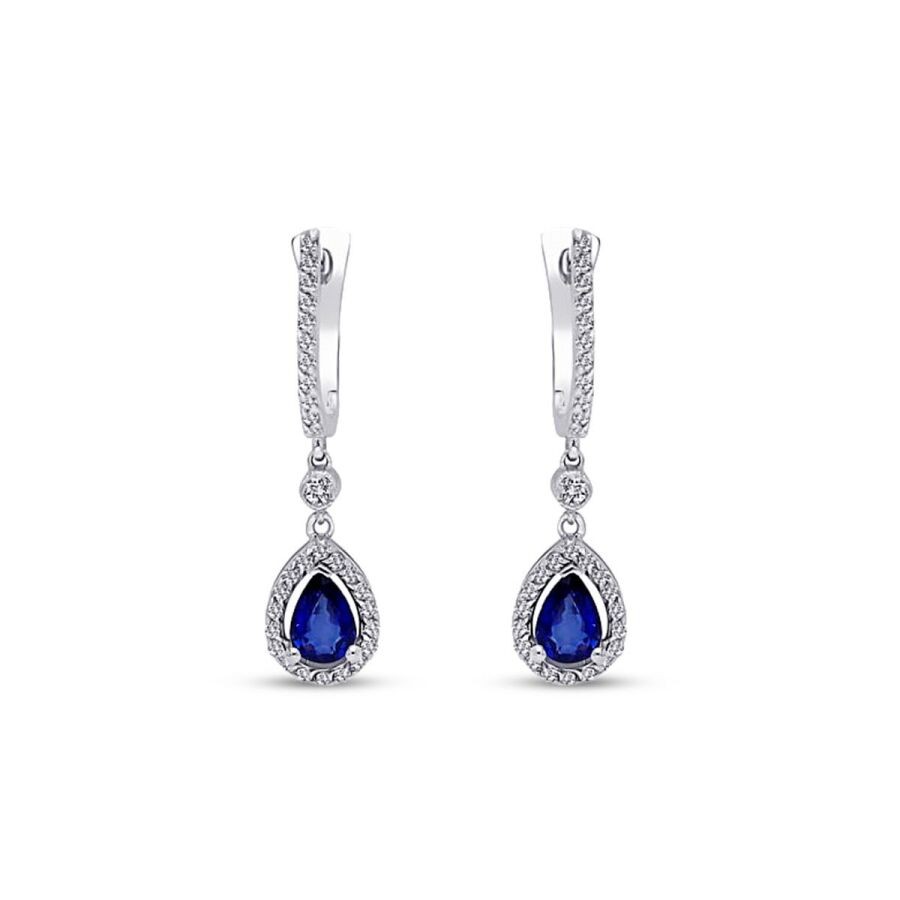 1.18 Carat Diamond Sapphire Earrings