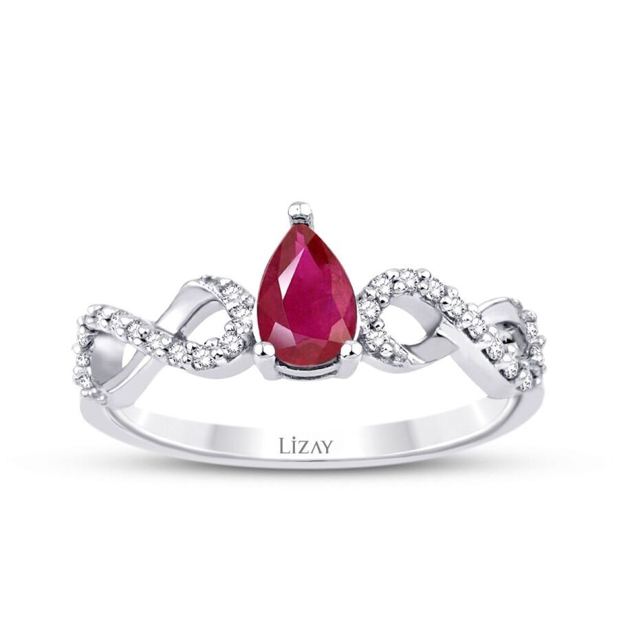 0.76 Carat Diamond Pear Ruby Ring