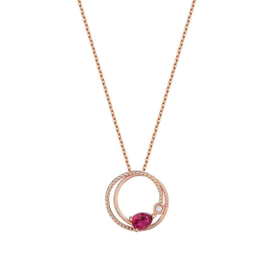 0.34 Carat Diamond Ruby Necklace