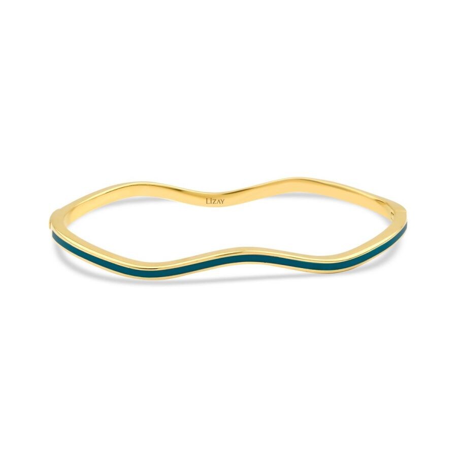 Gold Green Enamel Bangle