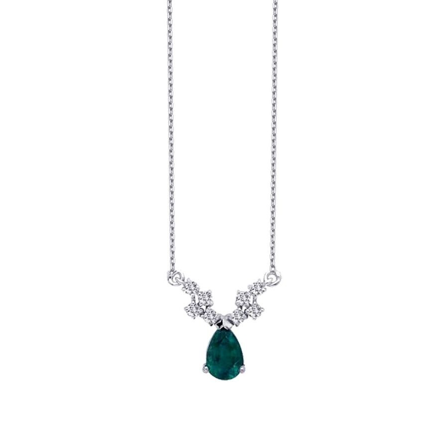 0.99 Carat Diamond Emerald Necklace