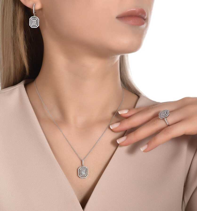 0.42 Carat Diamond Baguette Necklace