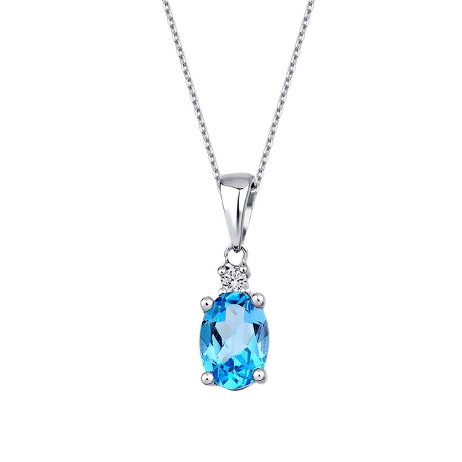 0.93 Carat Diamond Blue Topaz Necklace