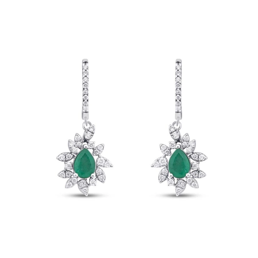 2.06 Carat Diamond Emerald Earrings