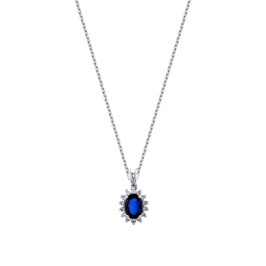 0.48 Carat Diamond Sapphire Necklace