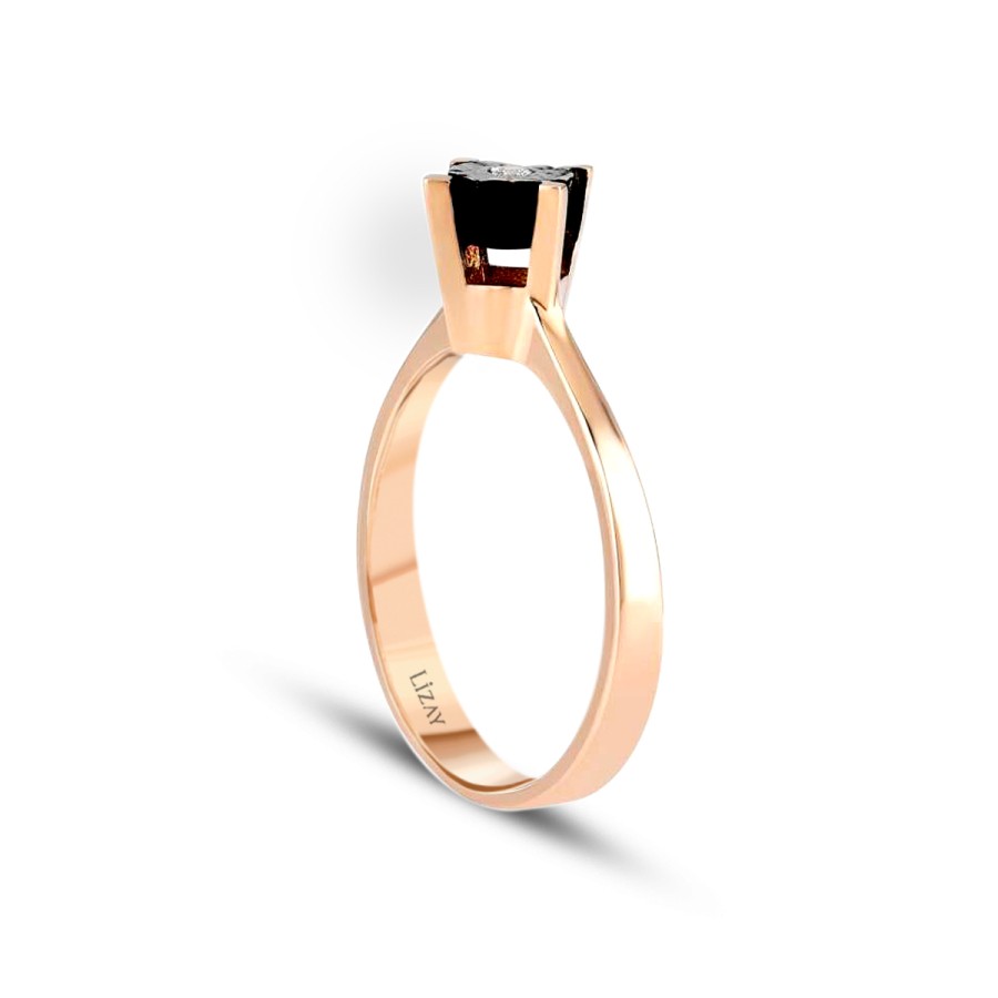 0.02 Carat Diamond Rounda Solitaire Rose Ring