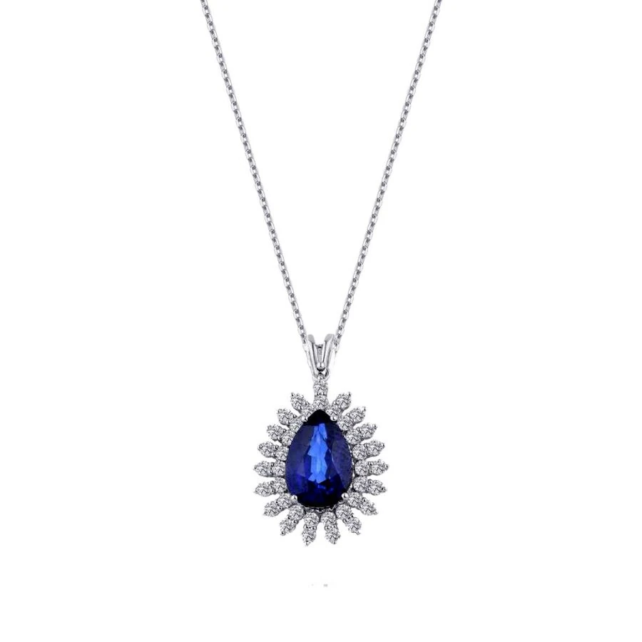 1.29 Carat Diamond Sapphire Necklace