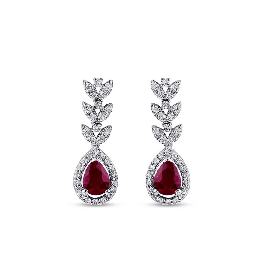 2.15 Carat Diamond Ruby Earrings