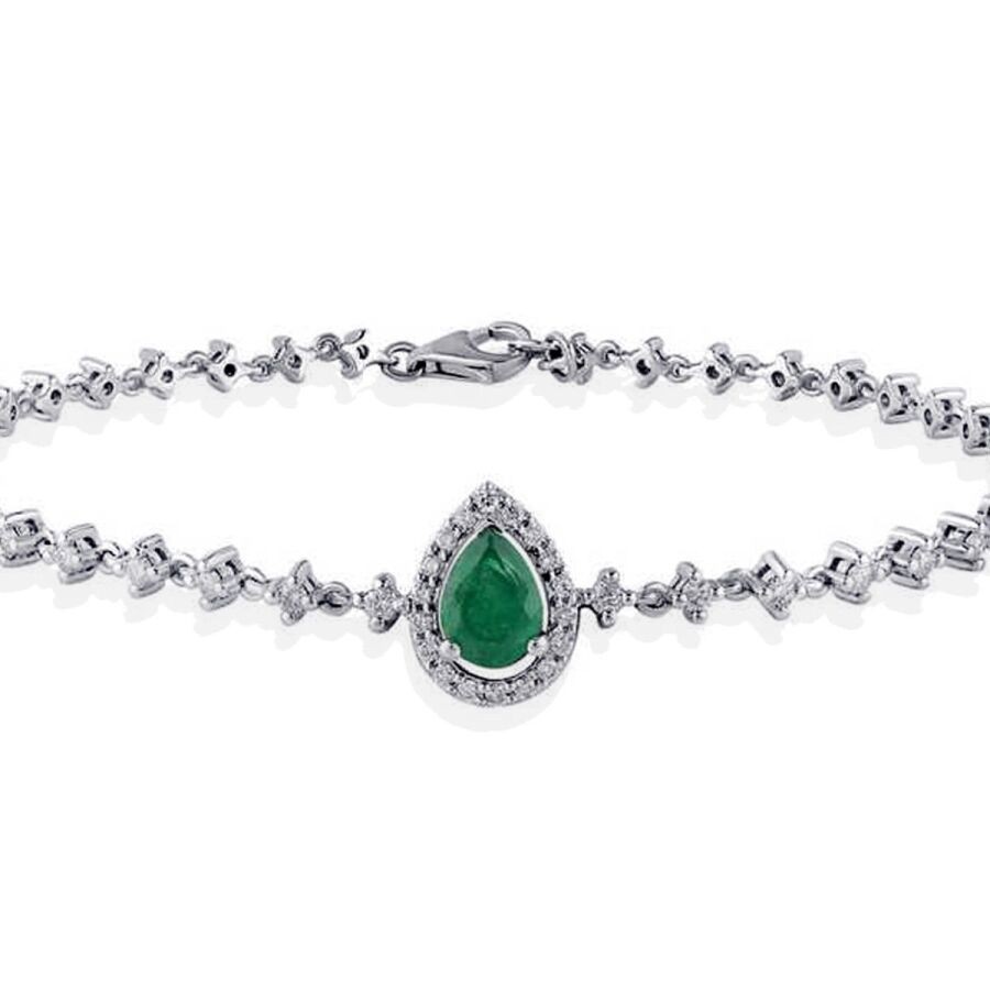 1.40 Carat Diamond Emerald Bracelet