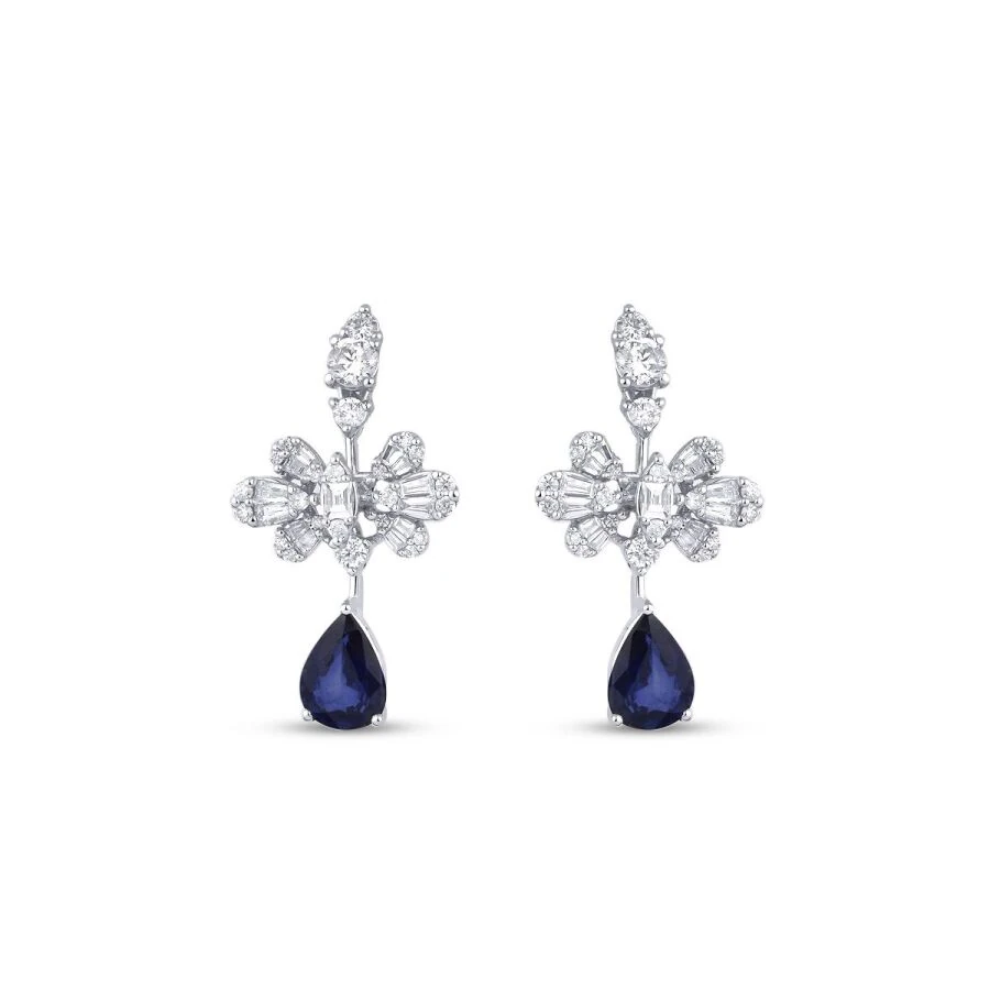 4.33 Carat Diamond Sapphire Earrings