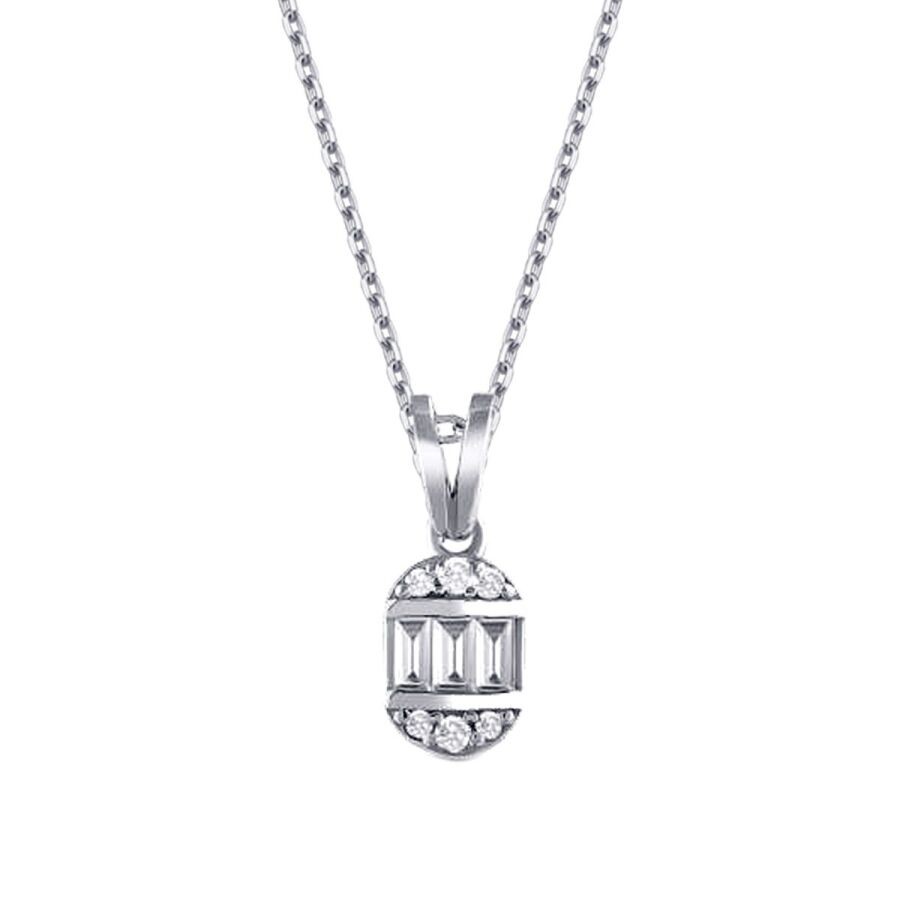0.07 Carat Diamond Baguette Necklace