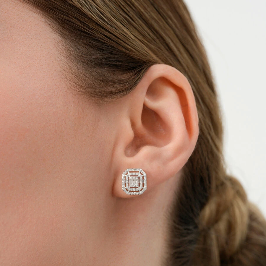 0.47 Carat Diamond Baguette Earrings
