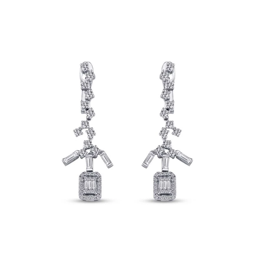 0.97 Carat Diamond Baguette Earrings