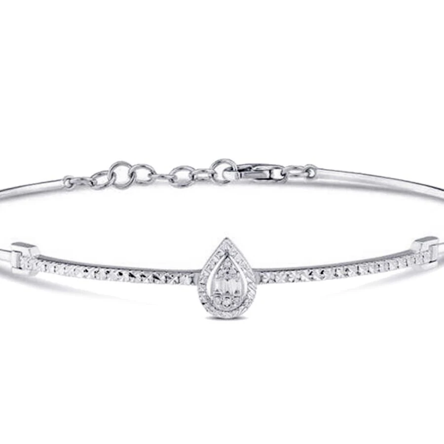 0.06 Carat Diamond-Effect Baguette Pear Bangle