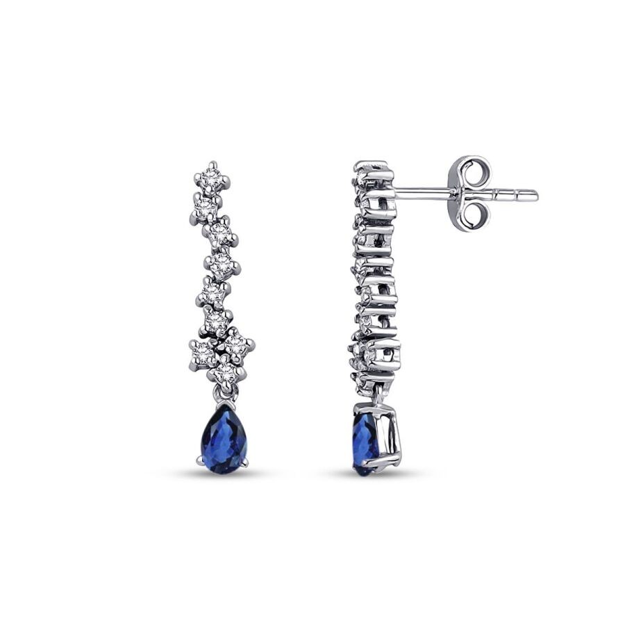 0.79 Carat Diamond Sapphire Earrings