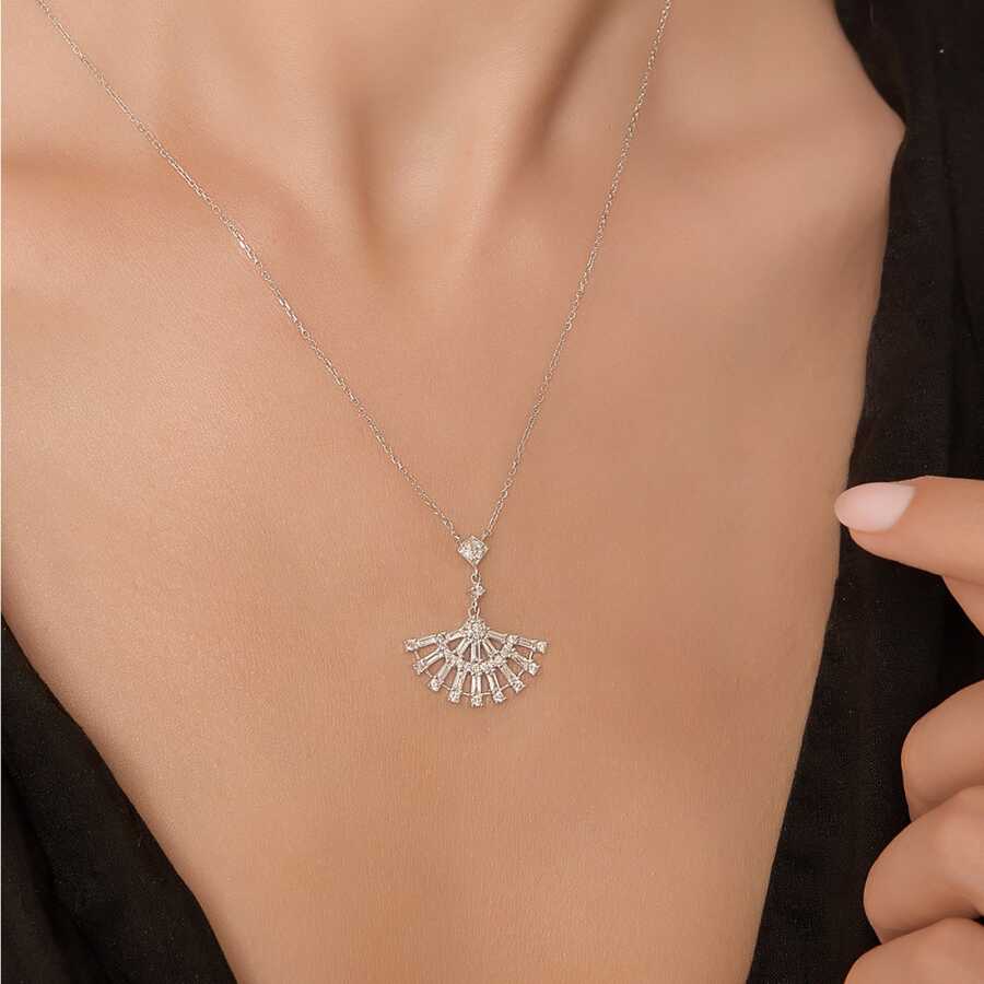 0.57 Carat Diamond Baguette Necklace