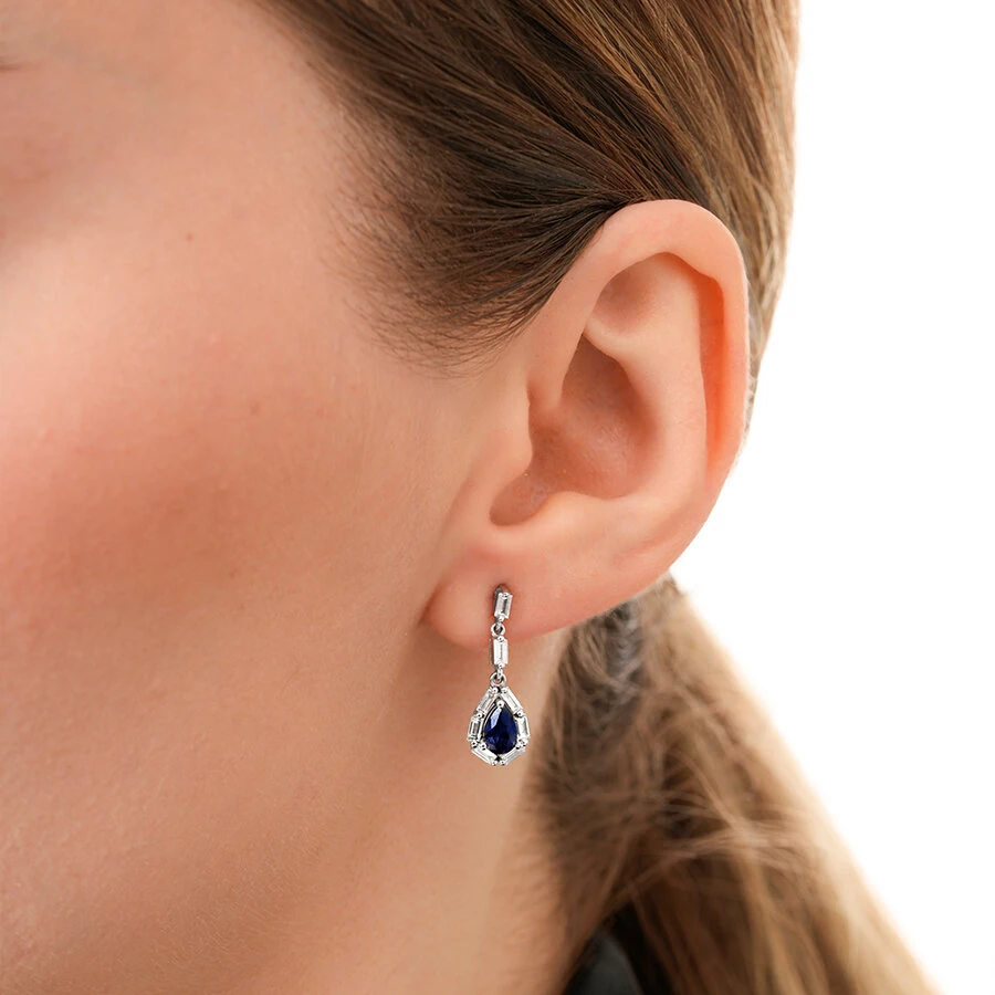 1.59 Carat Diamond Sapphire Earrings