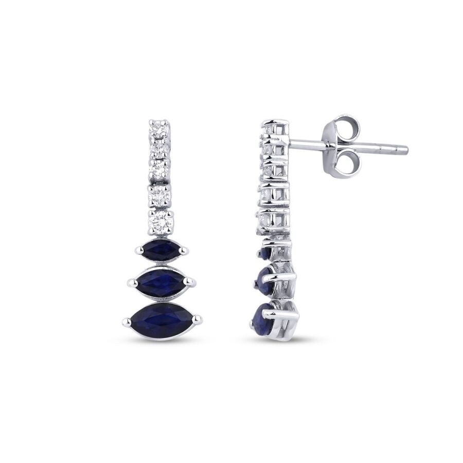 1.44 Carat Diamond Sapphire Earrings