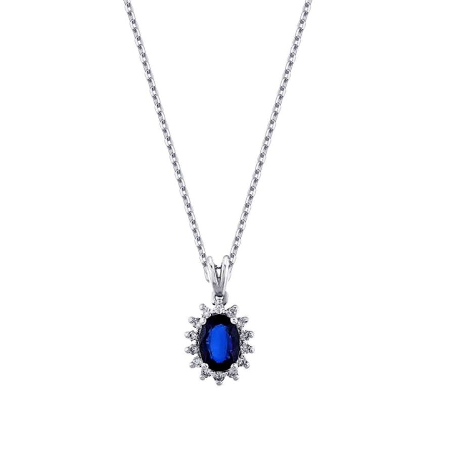 0.48 Carat Diamond Sapphire Necklace