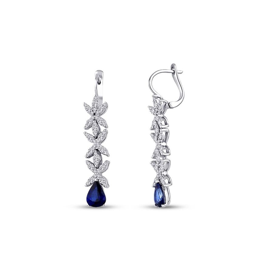 3.51 Carat Diamond Sapphire Earrings