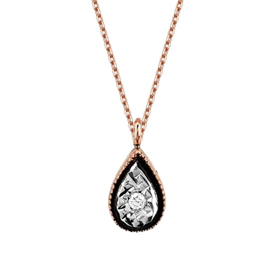 0.02 Carat Diamond Pear Necklace