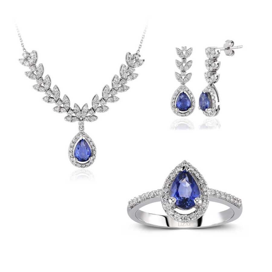 3.42 Carat Diamond Sapphire Set