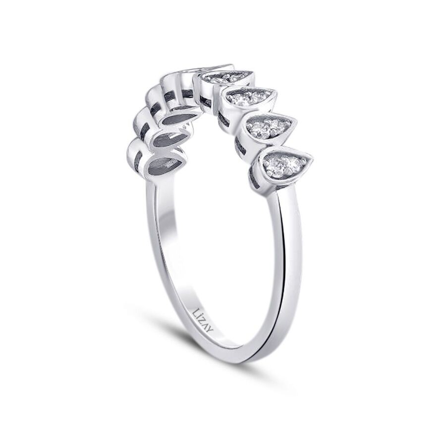 0.16 Carat Diamond Half-Eternity Pear Ring