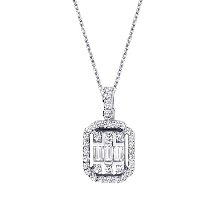 0.36 Carat Diamond Baguette Necklace