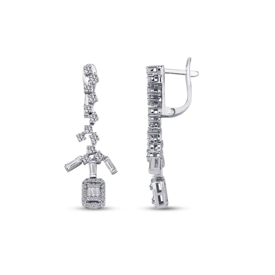 0.97 Carat Diamond Baguette Earrings