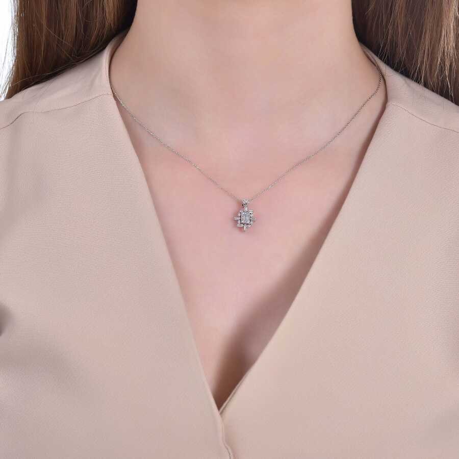 0.26 Carat Diamond Baguette Necklace