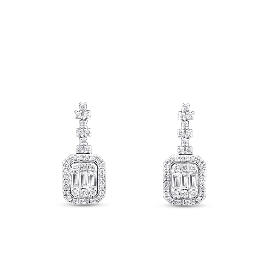 0.59 Carat Diamond Baguette Earrings