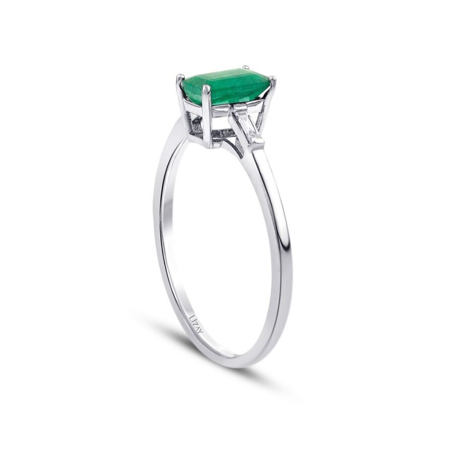 0.59 Carat Diamond Emerald Ring