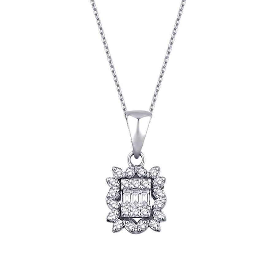 0.10 Carat Diamond Baguette Necklace