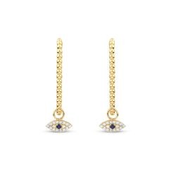 Gold Blue Eye Earrings