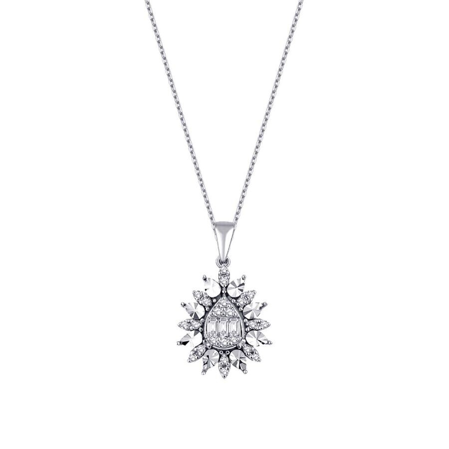 0.19 Carat Diamond Baguette Necklace