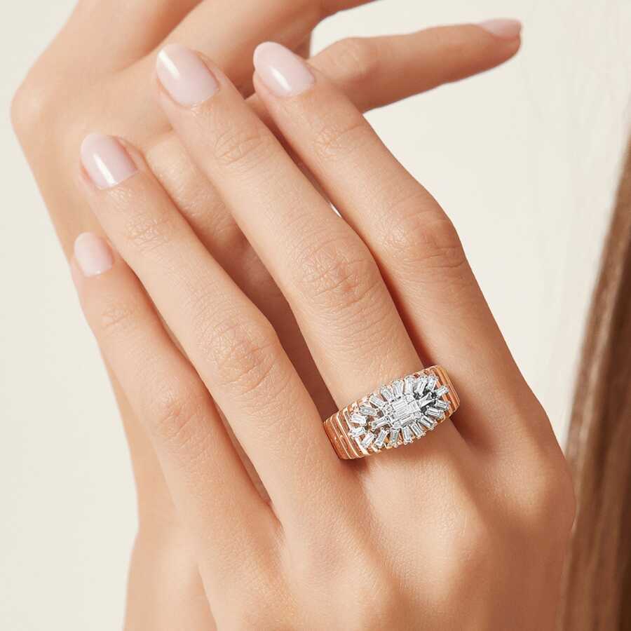 0.58 Carat Diamond Baguette Ring