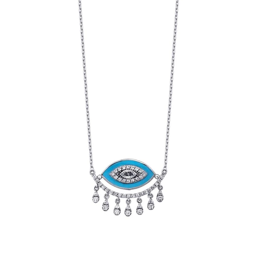 0.51 Carat Diamond Turquoise Eye Necklace